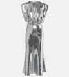 David Koma Womens Silver Blouson Sleeveless Woven Midi Dress In Metallic