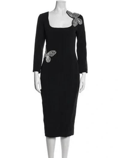 Pre-owned David Koma Graphic Print Knee-length Dress In Black