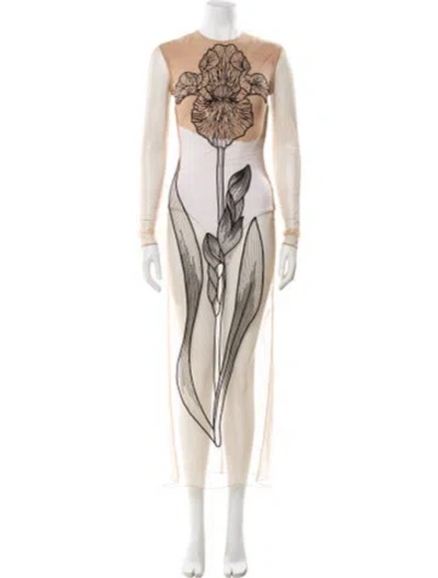 Pre-owned David Koma Graphic Print Long Dress In Neutral