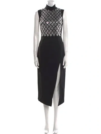 Pre-owned David Koma Graphic Print Midi Length Dress In Black