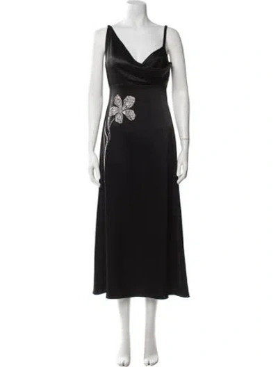 Pre-owned David Koma Graphic Print Midi Length Dress In Black