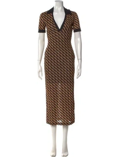 Pre-owned David Koma Graphic Print Midi Length Dress In Black/neutrals