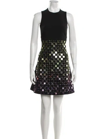 Pre-owned David Koma Graphic Print Mini Dress In Black