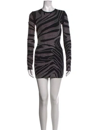 Pre-owned David Koma Graphic Print Mini Dress In Black