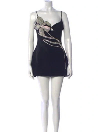 Pre-owned David Koma Graphic Print Mini Dress In Black