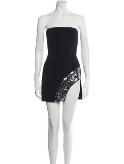 Pre-owned David Koma Graphic Print Mini Dress In Black