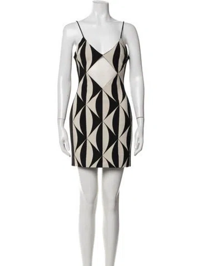 Pre-owned David Koma Graphic Print Mini Dress In Neutrals