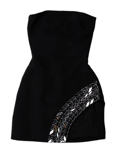 Pre-owned David Koma Graphic Print Mini Dress W/ Tags In Black
