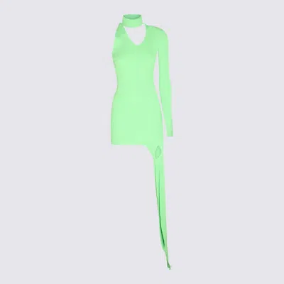 David Koma Green Neon Asymmetric Mini Dress In Multicolor
