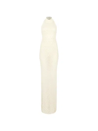 David Koma Halter Neck Embellished Maxi Dress In Neutral