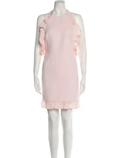 Pre-owned David Koma Halterneck Knee-length Dress In Pink