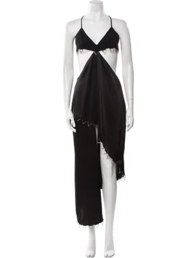 Pre-owned David Koma Halterneck Long Dress W/ Tags In Black