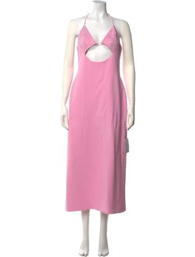 Pre-owned David Koma Halterneck Long Dress W/ Tags In Pink