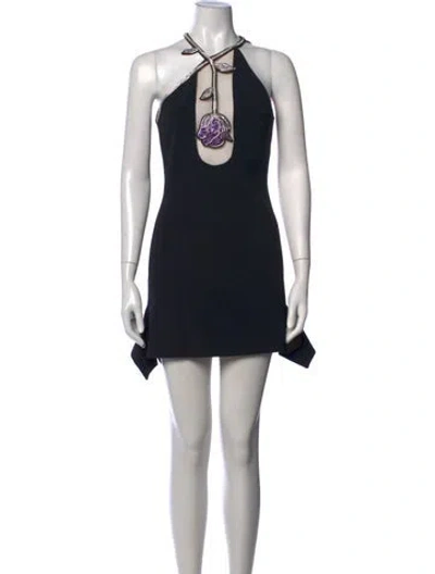 Pre-owned David Koma Halterneck Mini Dress In Black