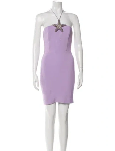 Pre-owned David Koma Halterneck Mini Dress In Purple