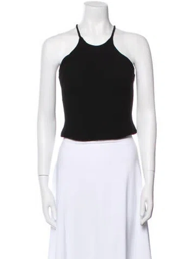 Pre-owned David Koma Halterneck Sleeveless Crop Top In Black
