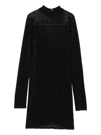 David Koma High-neck Embellished Mini Dress In Black