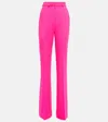 David Koma High-rise Wide-leg Wool-blend Pants In Neon Pink