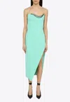 David Koma High Slit  Midi Dress In Green
