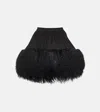 David Koma Jersey And Shearling Miniskirt In Black