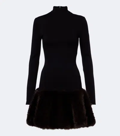 David Koma Knitted Turtleneck Minidress In Black