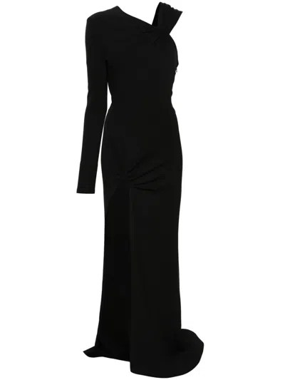David Koma Knot-detail Asymmetric Maxi Dress In Black