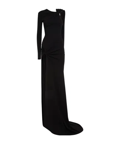 David Koma Knot-detail Asymmetric Maxi Dress In Black