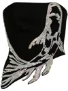 David Koma Koi Fish-appliqué Crop Top In Black