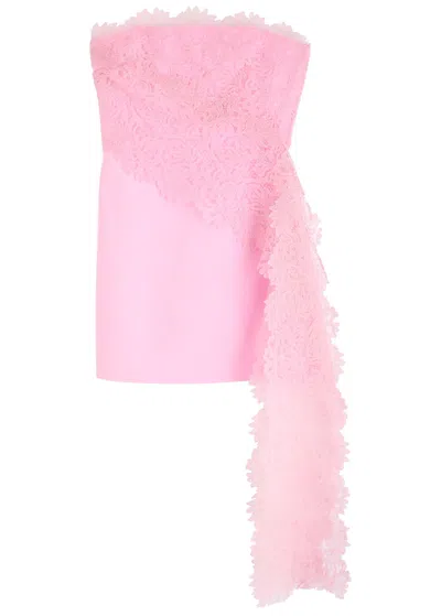 David Koma Lace-embellished Crepe Mini Dress In Pink