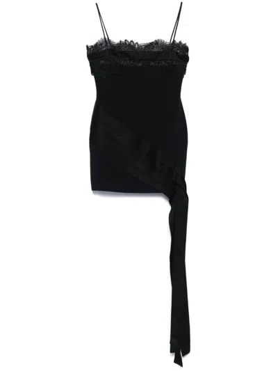 David Koma Lace-panel Mini Dress In Black