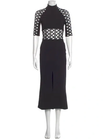 Pre-owned David Koma Lace Pattern Long Dress In Gray