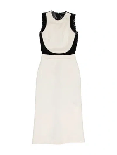 Pre-owned David Koma Lace Pattern Midi Length Dress In Neutral