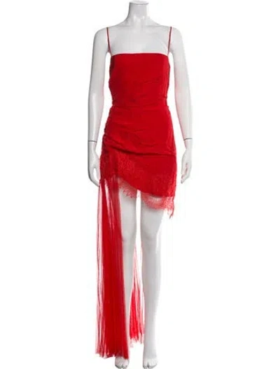 Pre-owned David Koma Lace Pattern Mini Dress In Red