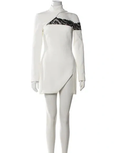 Pre-owned David Koma Lace Pattern Mini Dress W/ Tags In Neutrals