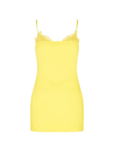 David Koma Lace Trim-detail Mini Dress In Yellow