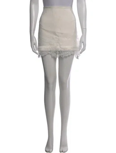 Pre-owned David Koma Lace Trim Embellishment Mini Skirt In Neutral
