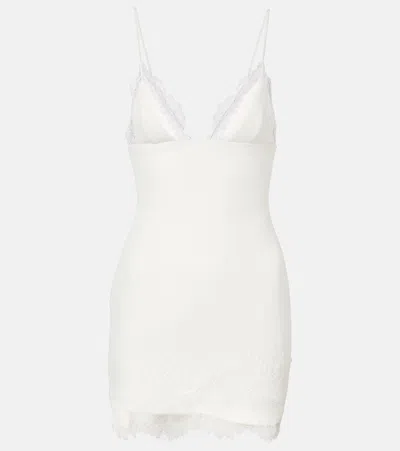 David Koma Cady Mini Dress W/lace Details In White