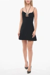 David Koma Lace-up Detail Metal Flower Sheath Dress
