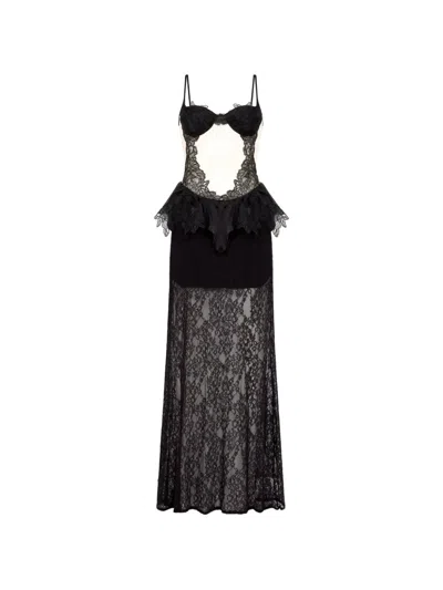 David Koma Lace-panelled Cut-out Dress In Black