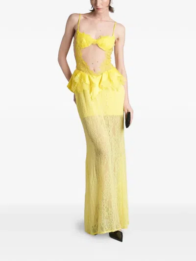 David Koma Lace-trimmed Peplum-waist Dress In Animal Print