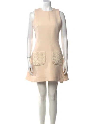 Pre-owned David Koma Lamb Leather Mini Dress In Neutral