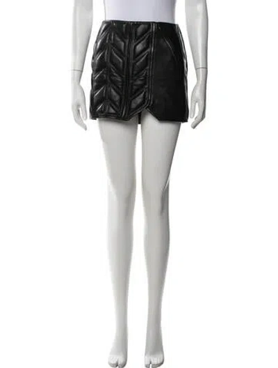 Pre-owned David Koma Lamb Leather Mini Skirt In Black