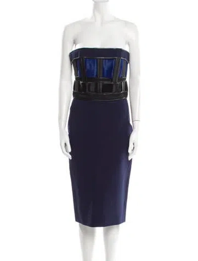 Pre-owned David Koma Lambskin Mini Dress In Blue