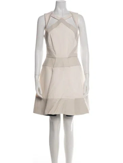 Pre-owned David Koma Lambskin Mini Dress In Neutral