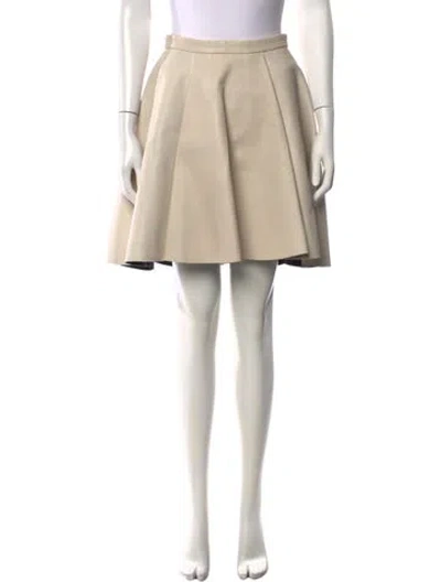 Pre-owned David Koma Lambskin Mini Skirt In Neutrals