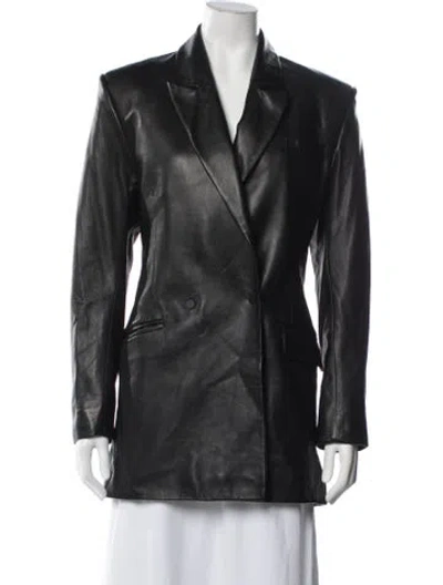 Pre-owned David Koma Leather Blazer In Black