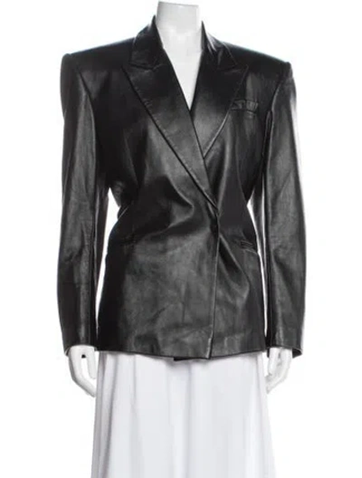 Pre-owned David Koma Leather Blazer In Black