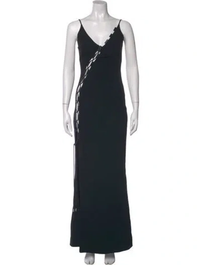 Pre-owned David Koma Leather Long Dress In Black