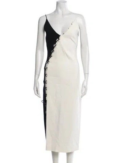 Pre-owned David Koma Leather Midi Length Dress In Neutral