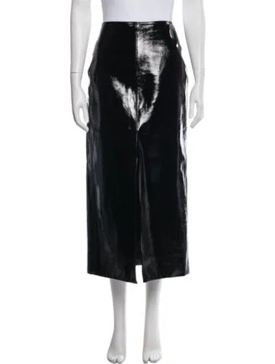 Pre-owned David Koma Leather Midi Length Skirt In Black